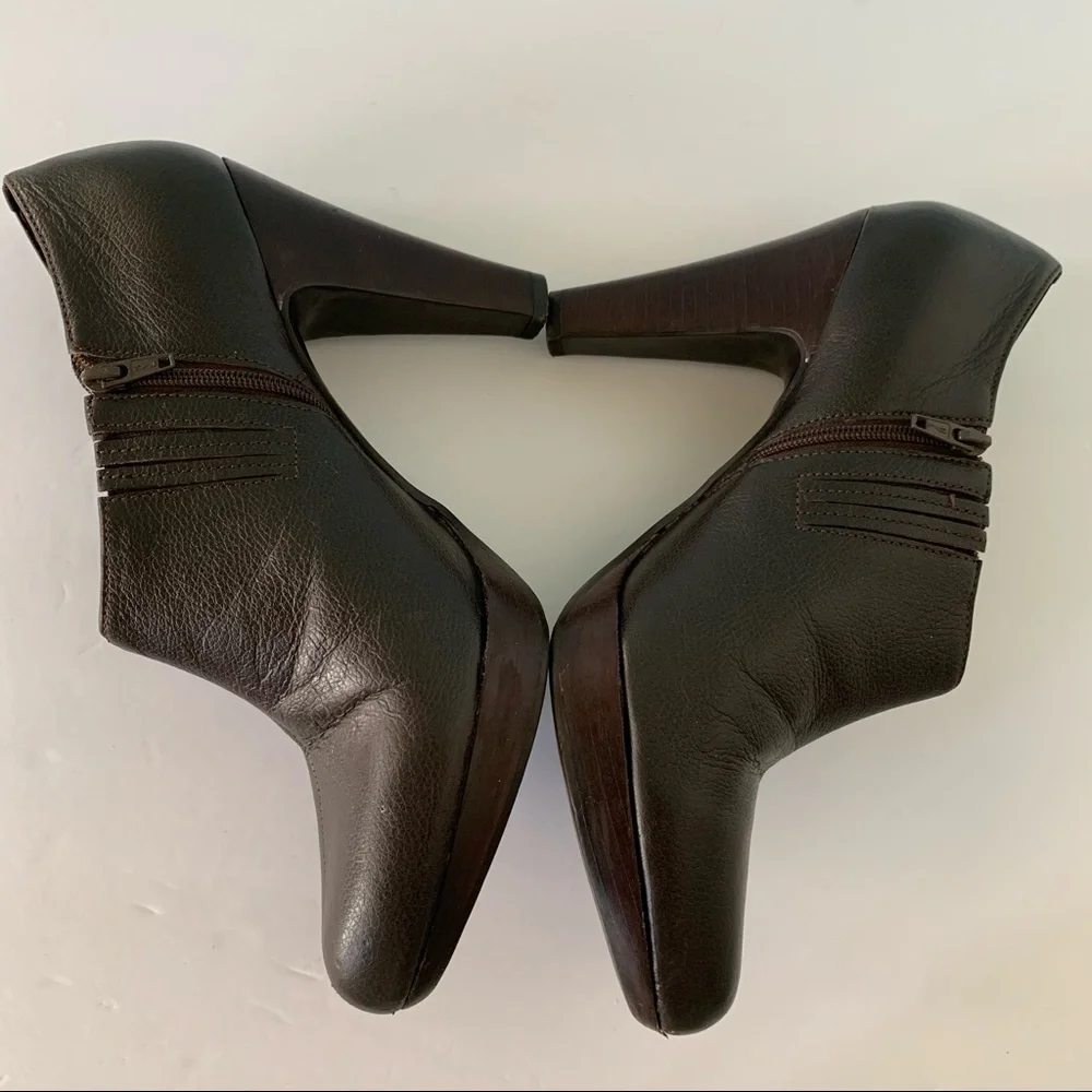 Matisse Booties Brown Leather Platform High Heel Inside Zipper 8.5M
